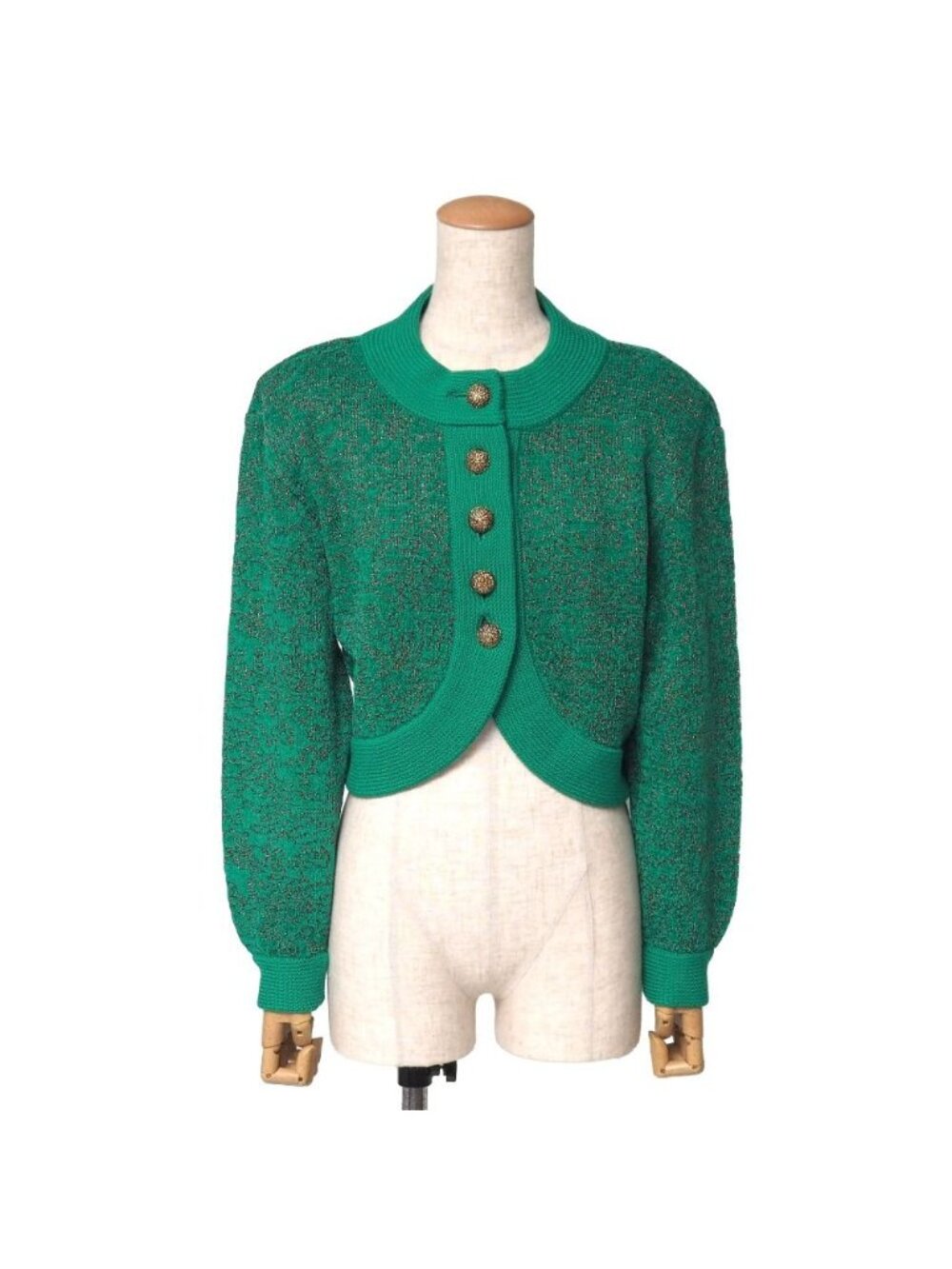 Saint Laurent Yves Vintage Cardigan Gold Button Cropped Knit M